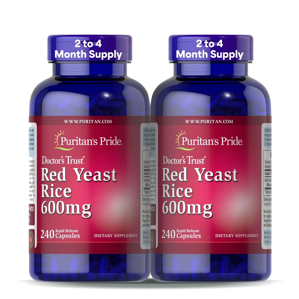 Puritan's Pride Doctors Trust® Red Yast Rice 600mg, prehranska dopolnila, 240 kapsul za hitro sproščanje, 2 pakiranji