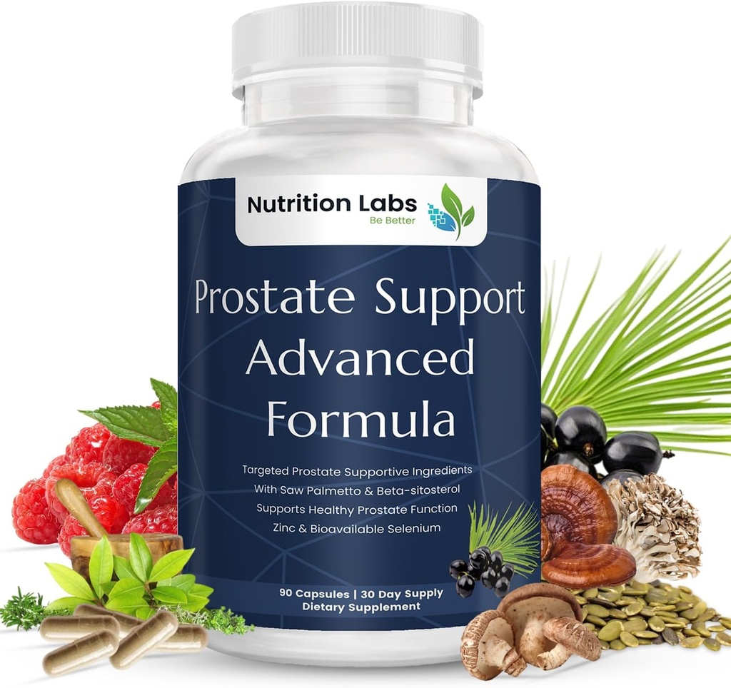Zdravstvena podpora prostate Zeliščni dodatek za moške z beta sitosterolom, selenom, Pygeum in žago Palmetto Extract za podporo prostate in pogosto uriniranje - 90 CT
