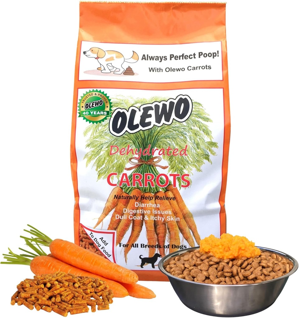 Olewo Original Korenje za pse – Fiber za Perfect Poop, Pasja hrana Toppers za jedce, naravna podpora kože in plašča, Multivitaminski, Probiotiki za prebavne in črevesne zdravje, 5,5 lbs
