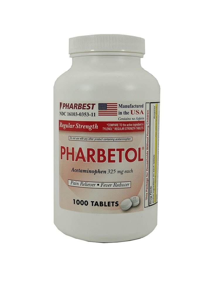 Pharbest acetaminofen 325 mg 1000 tablet