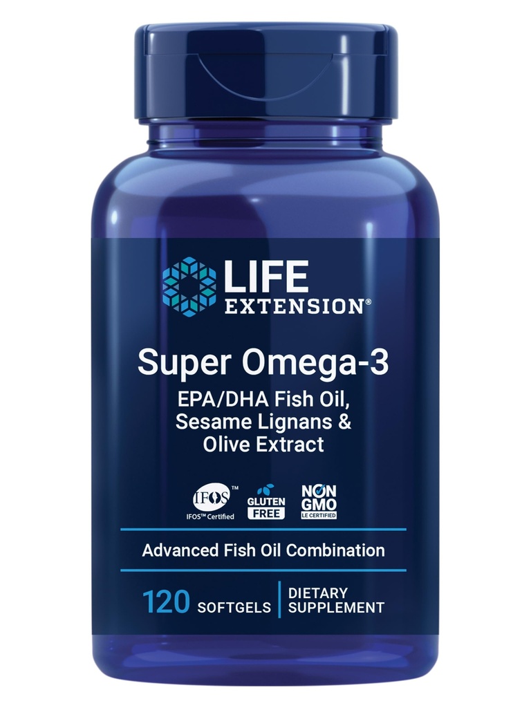 Life Extension Super Omega-3 EPA/DHA s Sezamom Lignans & Olive Extract, 120 Count