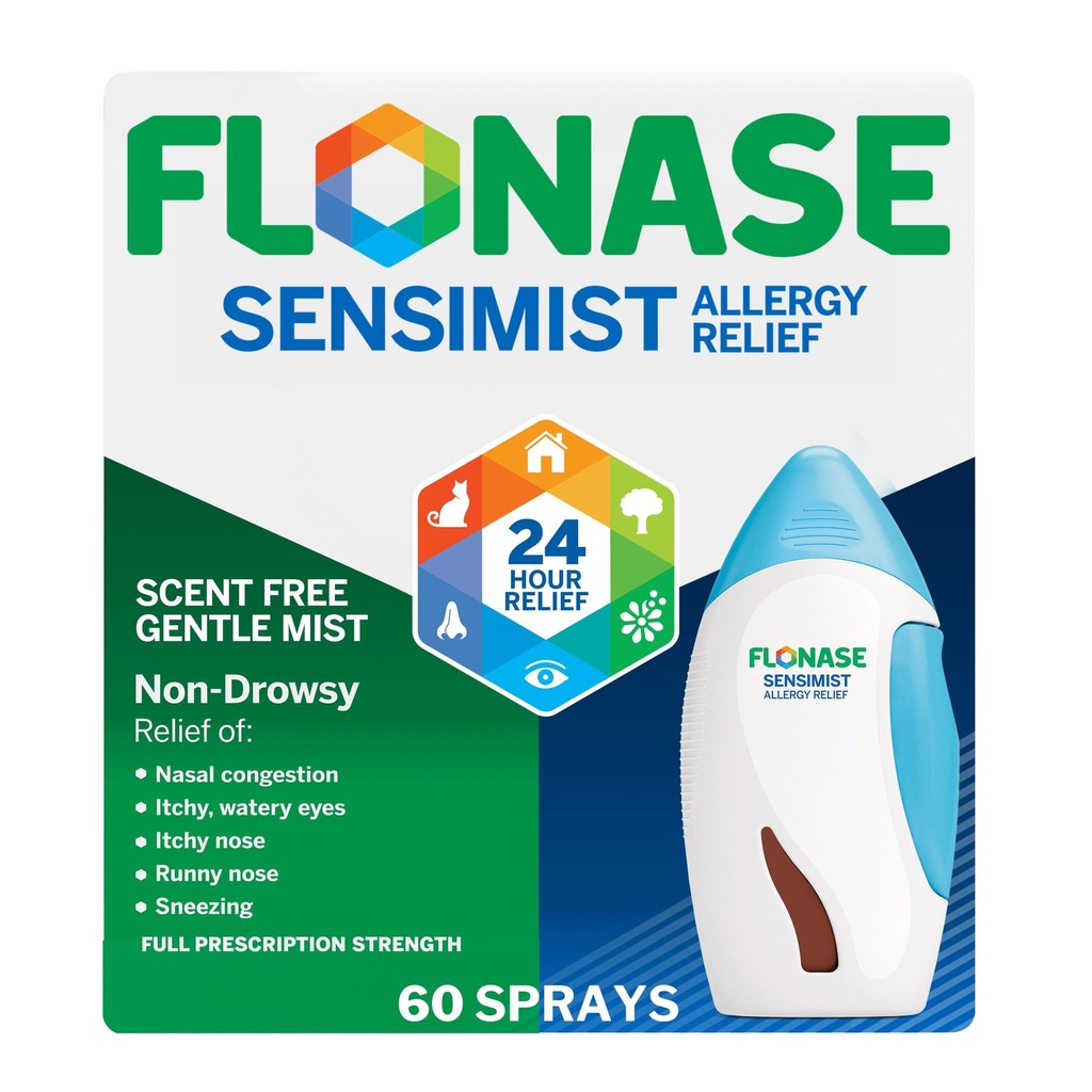 Flonase Alergija Alergija Relief Nasal Spray za nemočno, 24-Hur Multi-Simptom Alergija Relief – 60 Spray