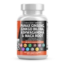 Čista nutraceutika Panax Ginseng Ginkgo Biloba Ashwagandha Maca Root - Focus dodatek tablete za ženske in moške z izvlečkom Pine Bark, Česen, in Saw Palmetto - 60 Caps