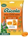 Ricola Honey Herb Kašelj kapljice, 45 Count, Fair Trade Med & Natural Menthol Cough Supresive & Treat Releading kapljice, Great Degusting Relief za kašelj in vnetje grla simptomi
