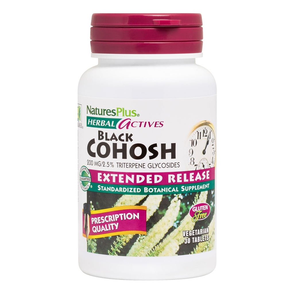 NaturesPlus Herbal Actives Black Cohosh - 30 tablet - prehranska podpora za dobro počutje med menopavzo - vegetarijanska, Gluten Free - 30 postrežbe