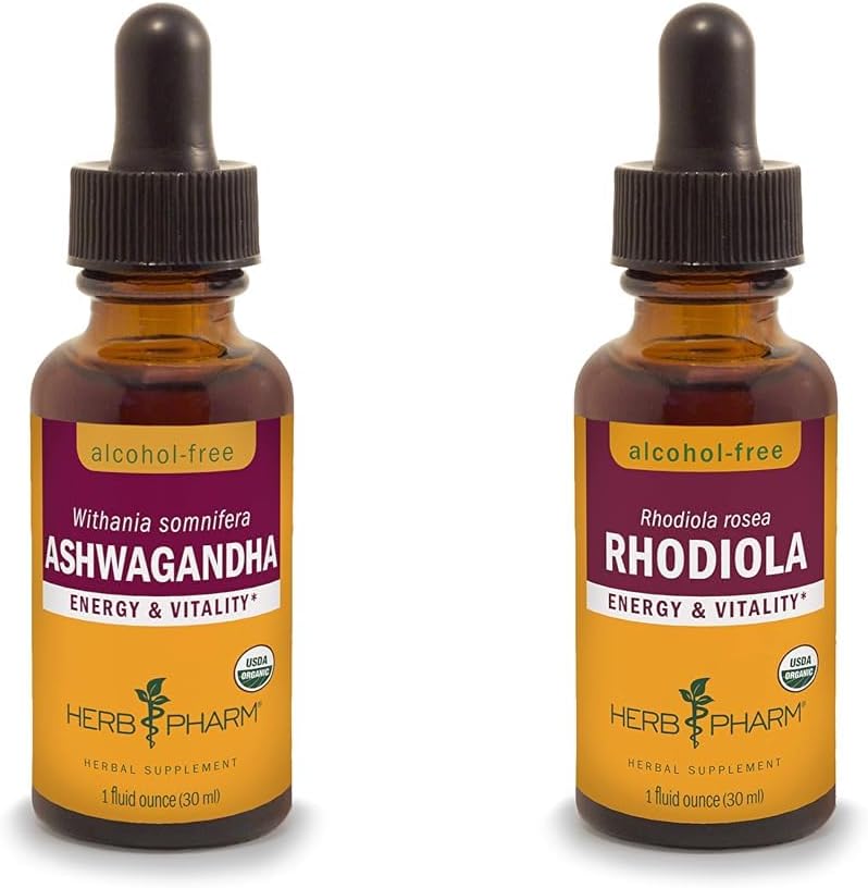 Herb Pharm Ashwagandha & Rhodiola Izvlečki za energijo, Vitalnost, vzdržljivost in Stamina, 1 Oz vsak