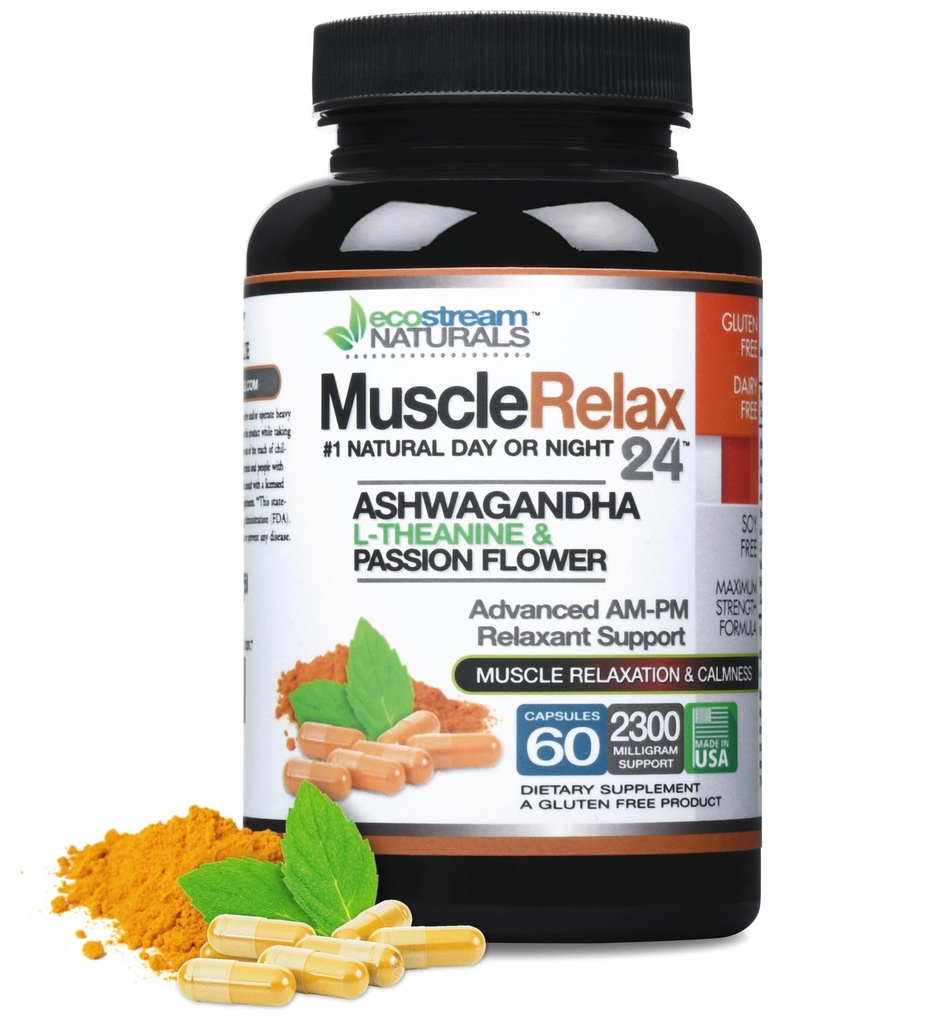 Relaxant - Mišice Relax 24/7 - Velika 2300 Milligram dan / noč uporabe Kapsule Največja moč podpora - z Valerian, Passion Flower, Magnezij