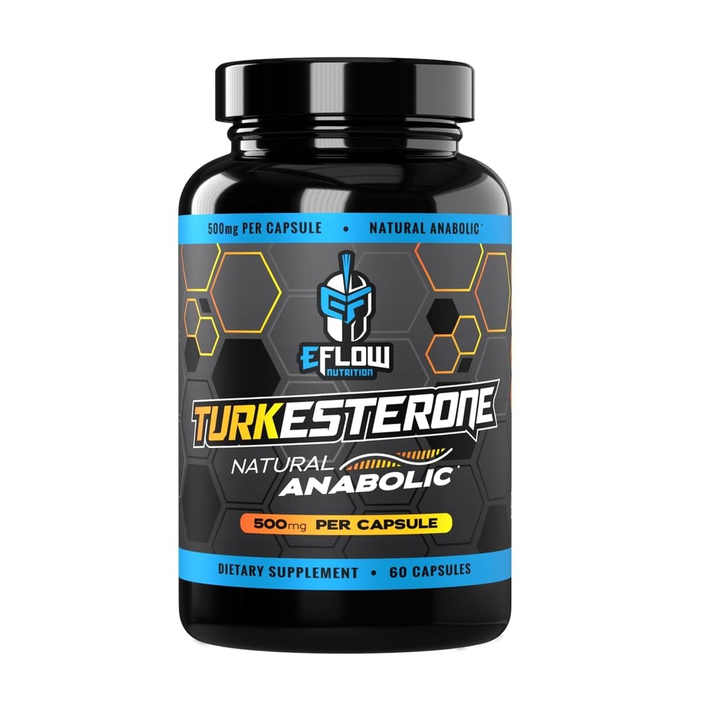 eFlow Nutrition Turkesterone Supplement for Men [Najvišja čistost] + Cyclodextrin za visoko absorpcijo - povečanje Stamina, Lean Muscle rast in okrevanje, Pospeševanje pogon - 3. stranka Tested (60 Kapsule)