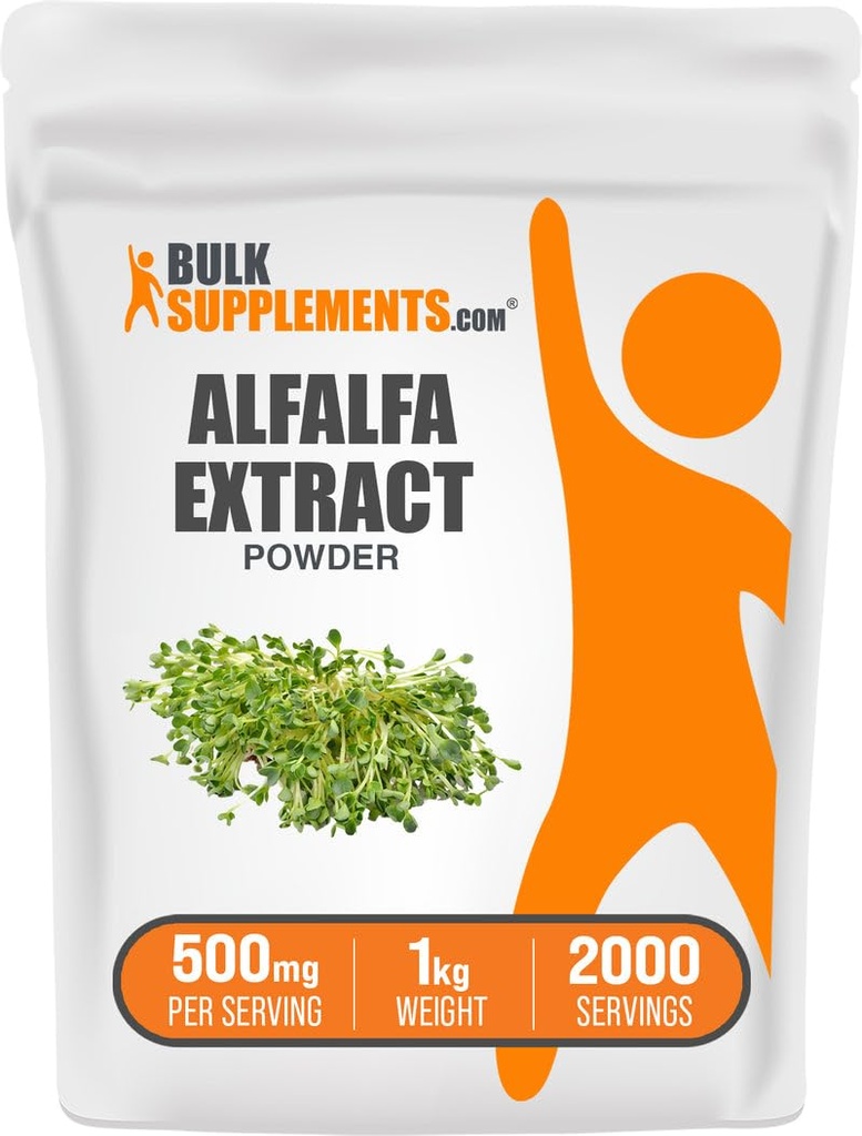 BulkSupplements.com Alfalfa Extract Powder - Alfalfa dodatek, Zelena Superfood Powder - Vegan & Gluten Free, Zeleni dodatki - 500mg na serviranje, 1kg (2,2 lbs) (Pack of 1)