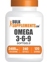 BulkSupplements.com Omega 3-6-9 Softgels - Triple Omega dodatek, iz Laneno seme, Večer Primrose & Ribje olje- 2 Softgels na Serving, 240 Število (Pack od 1)