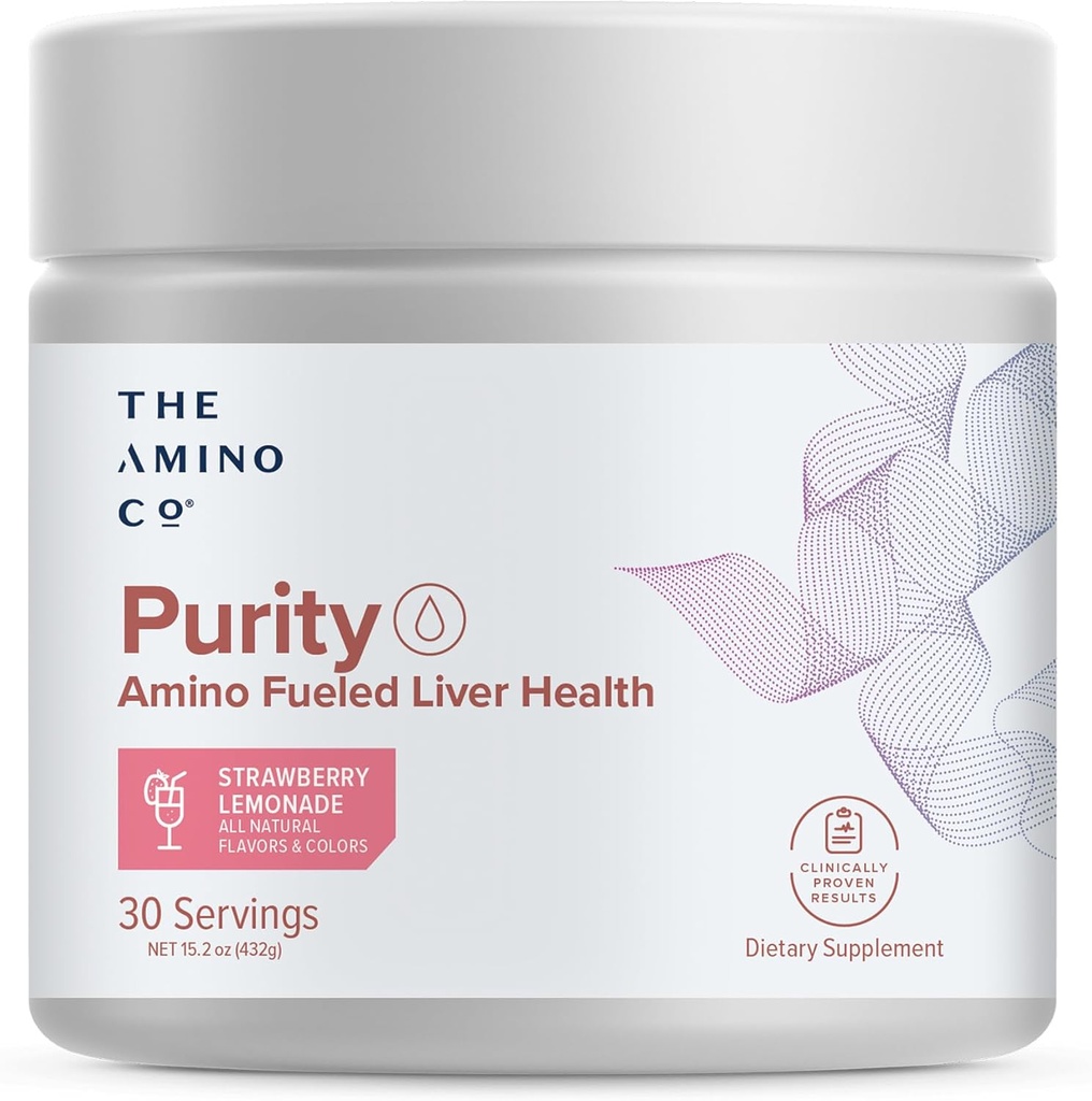 Amino CO. Čistost - Jetrna podpora dodatek z esencialnimi aminokislinami za čiščenje jeter Detox - povečanje zdravja jeter za optimalno podporo jeter- Jagodna limonada, 30 Serving
