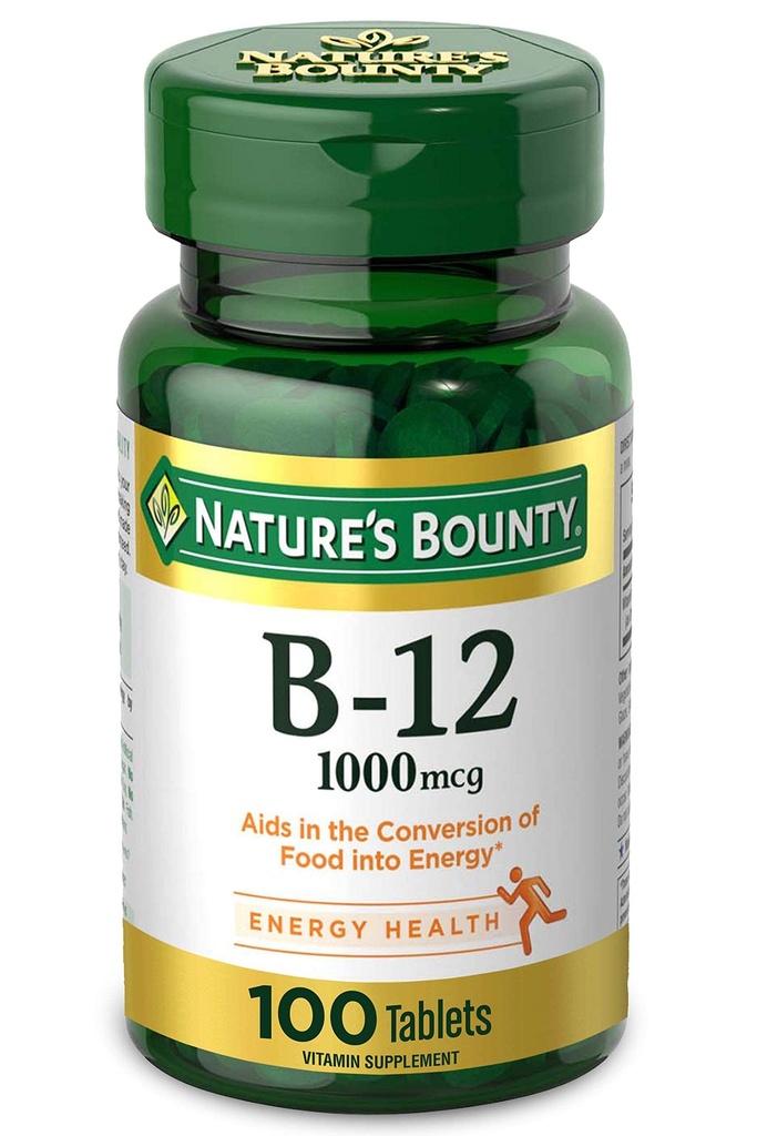 Nature's Bounty Vitamin B12, Supports Energy Metabolism, 1000 mcg, 100 Count,.