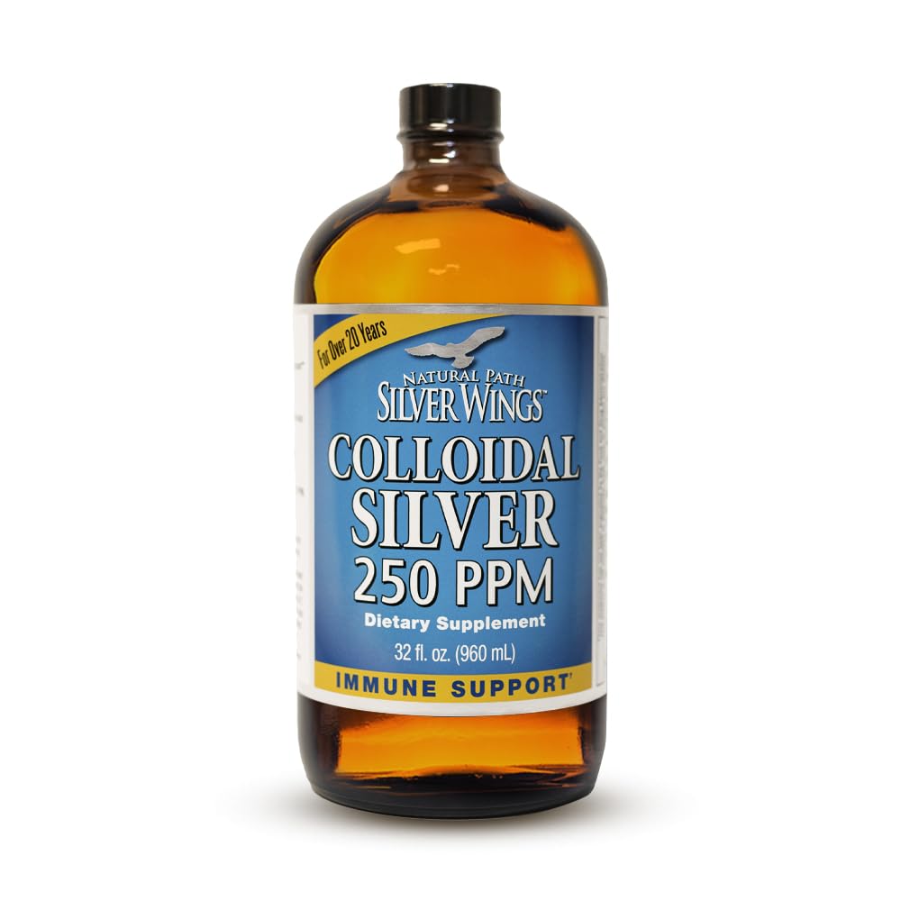 Naravna pot Srebrna krila Koloidni Silver Liquid - Izboljšana Imunska podpora dodatek - 250ppm (1250mcg) - 32oz