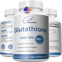 Dodatek za glutation 98%+ Visokoprečiščen in biorazpoložljiv - nega kože in razstrupljanje L-glutatione 1000mg Imunska in jetrna podpora - izdelan v ZDA 60 kapsul