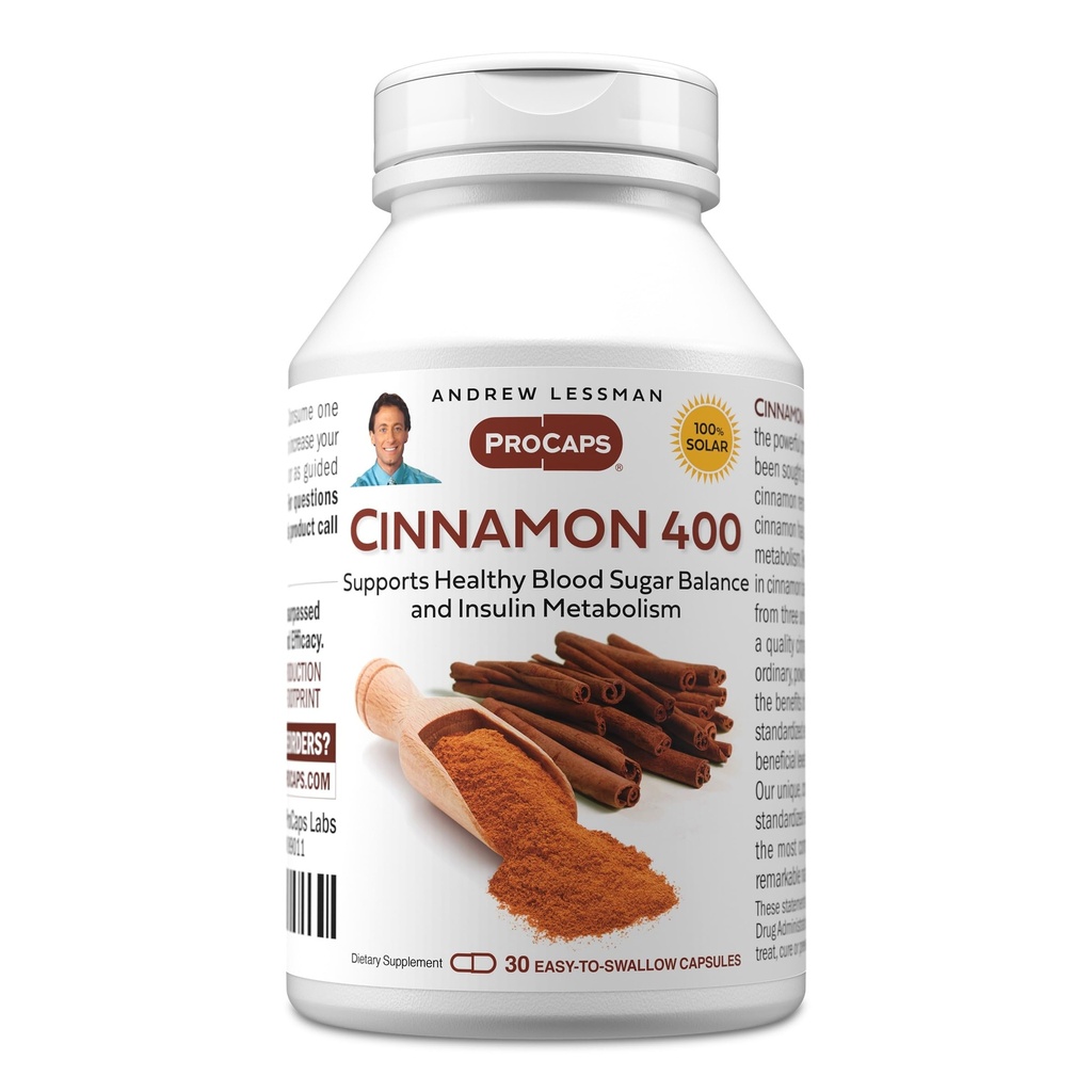 ANDREW LESSMAN Cinnamon 400mg - 30 kapsul - visoka jakost, standardizirani ekstrakt. Brez dodatkov. Majhne kapsule, ki jih je enostavno pogoltniti
