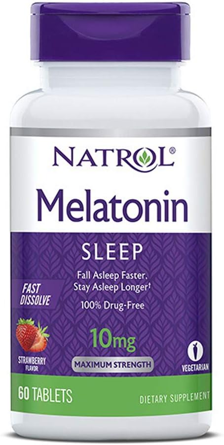 Natrol Melatonin Spanje Največja moč hitro raztopi jagodni okus 10 mg 60 tablet (paka po 2)