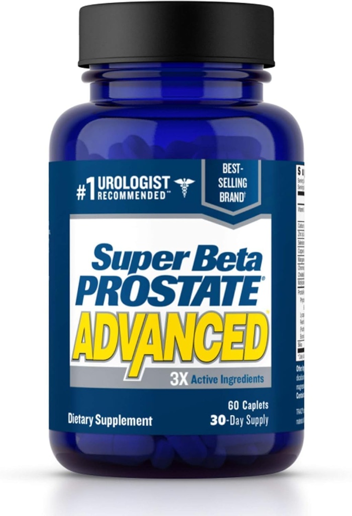 Super Beta prostate Advanced Prostata Dopolnilo za moške – Zmanjšajte izlete kopalnica, spodbujanje spanja, podpora zdravje urina & Bladder Praznjenje. Beta sitosterol ni videl Palmetta. (60 kapsul, 1-steklena)