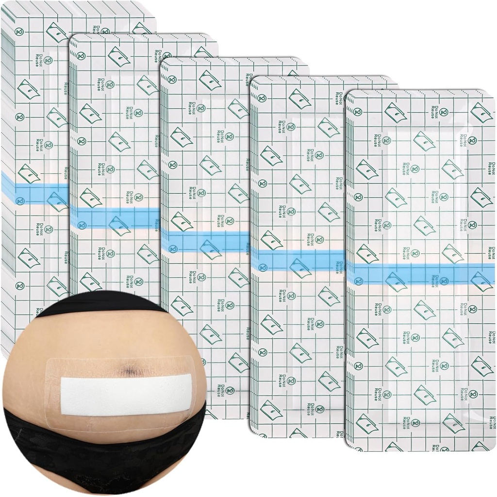 C-oddelek vodoodporni abdominalni rez Bandaže Post Histerektomija Tuck Tucker Protector Scar pokrov z zaščitnimi Pad Patches Island oblačenja trakovi velike oskrbe ran dobav 4x10 Pack of 14