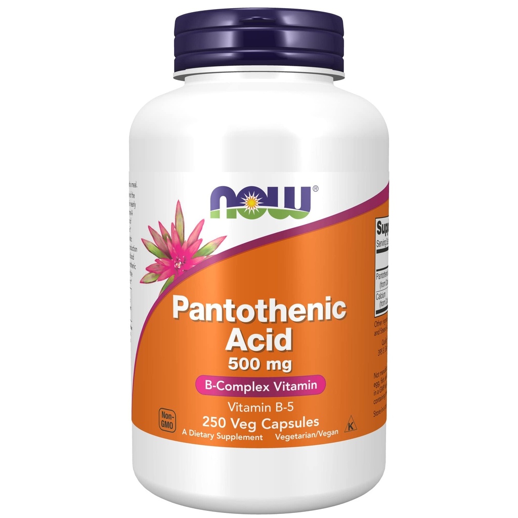 NOW Foods Supplements, pantotenska kislina (vitamin B-5) 500 mg, B-kompleks vitamin 250 kapsule
