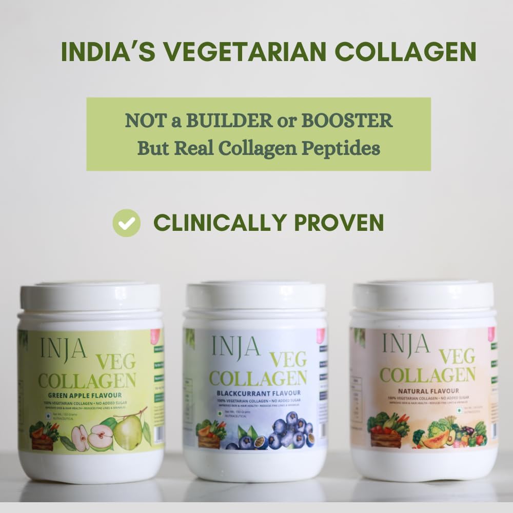 INJA Wellness Veg kolagen dopolnilo za ženske, Moški, 100% vegetarijanski kolagen, Samo Original Veg kolagen prahu, Brez dodanega sladkorja, Izboljša zdravje kože in las, Zmanjša fine linije in gube,