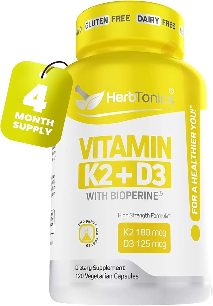 Podpora imunskega sistema Vitamin K2 (MK7) z D3 5000 Iu dodatek + bioperin (črna paprika) 