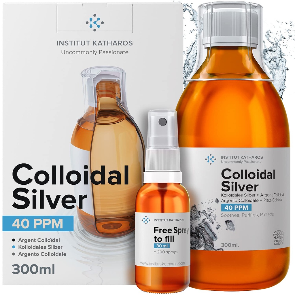 Koloidni srebrni tekoči 10 fl oz & Spray za polnjenje ● Bioaktivni hidrosol Srebrna voda ● Naravna Imunska podpora Nano Sol Dopolnilna rešitev ● Ionski minerali 40 PPM ● Organsko strukturiran Plata Coloidal