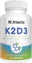 Vitamin D3 K2 s kapsulama Kalcij in BioPerin 60 - celovito zdravje kosti, kardiovaskularna podpora, okrepljena absorpcija - ne- GMO, brez sladkorja