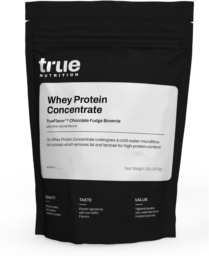 True Nutrition - Whey Protein Concentrat - 100% Whey Protein Powder - hitro delujoči Low Carb Powder z esencialnimi aminokislinami - visoko v levcinu - čokolada Fudge Brownie - 1lb.