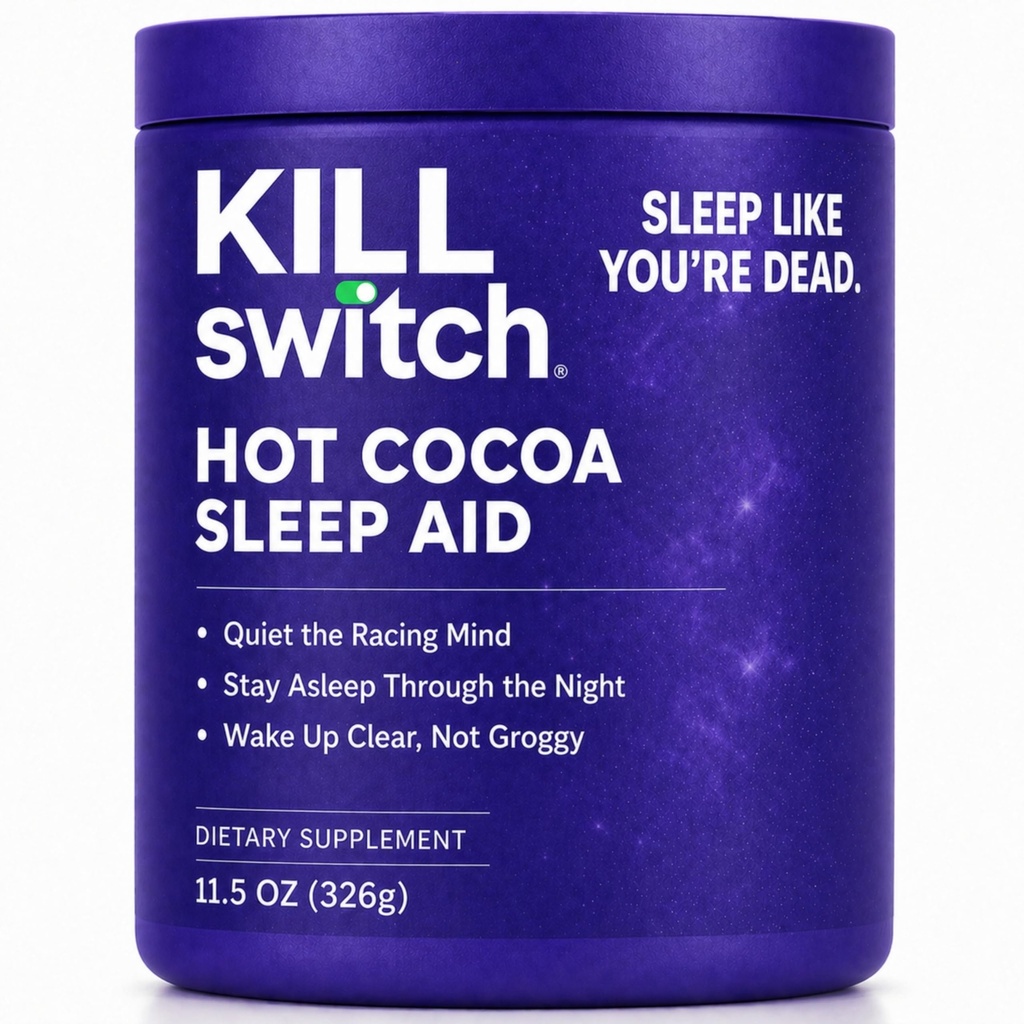 Killswitch pomoč v spanju za odrasle – hitro spanje & zbudite osvežitev, Sugar-free vroča čokolada dodatek - Magnezij, Tart Cherry, L-Theanine & Več za mirno spanje, 30 Serving, Made in USA