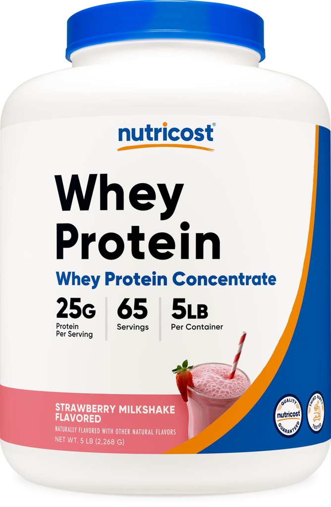 Nutricost koncentrat sirotkinih beljakovin (Storwberry Milkshake) 5LBS - Brez glutena in GSO