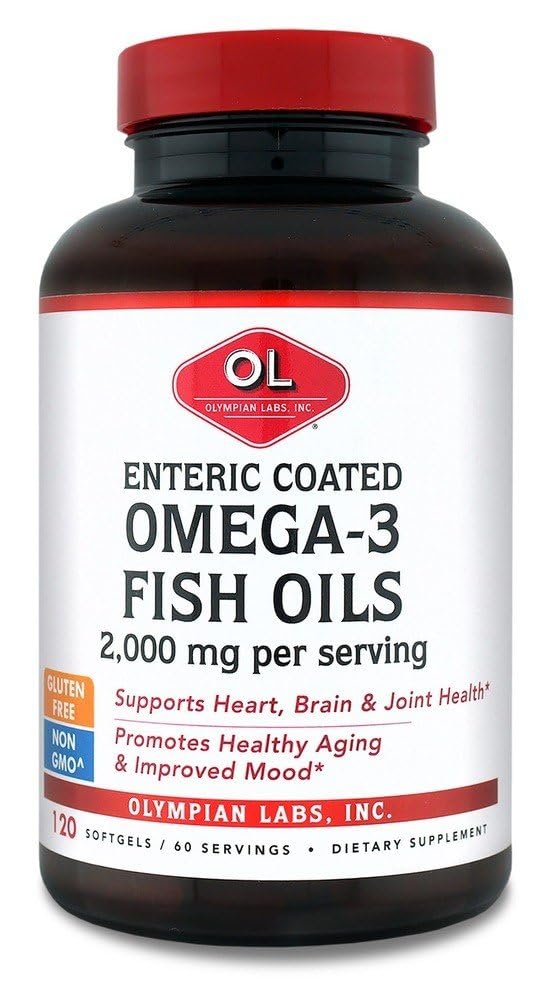 Olympian Labs Enteric Omega 3 Ribja olja, 2000 mg na odmerek/ 60 odmerkov, 120 Softgels