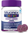 Mucinex Mogočni žveči Otroci nočni kašelj Medicina, Enostaven za dozo kašelj Supresiven z dekstrometorfan, Otroci Potovanja Medicina za kašelj, Mešana Berry aroma, 16 Medicated žvečljive tablete