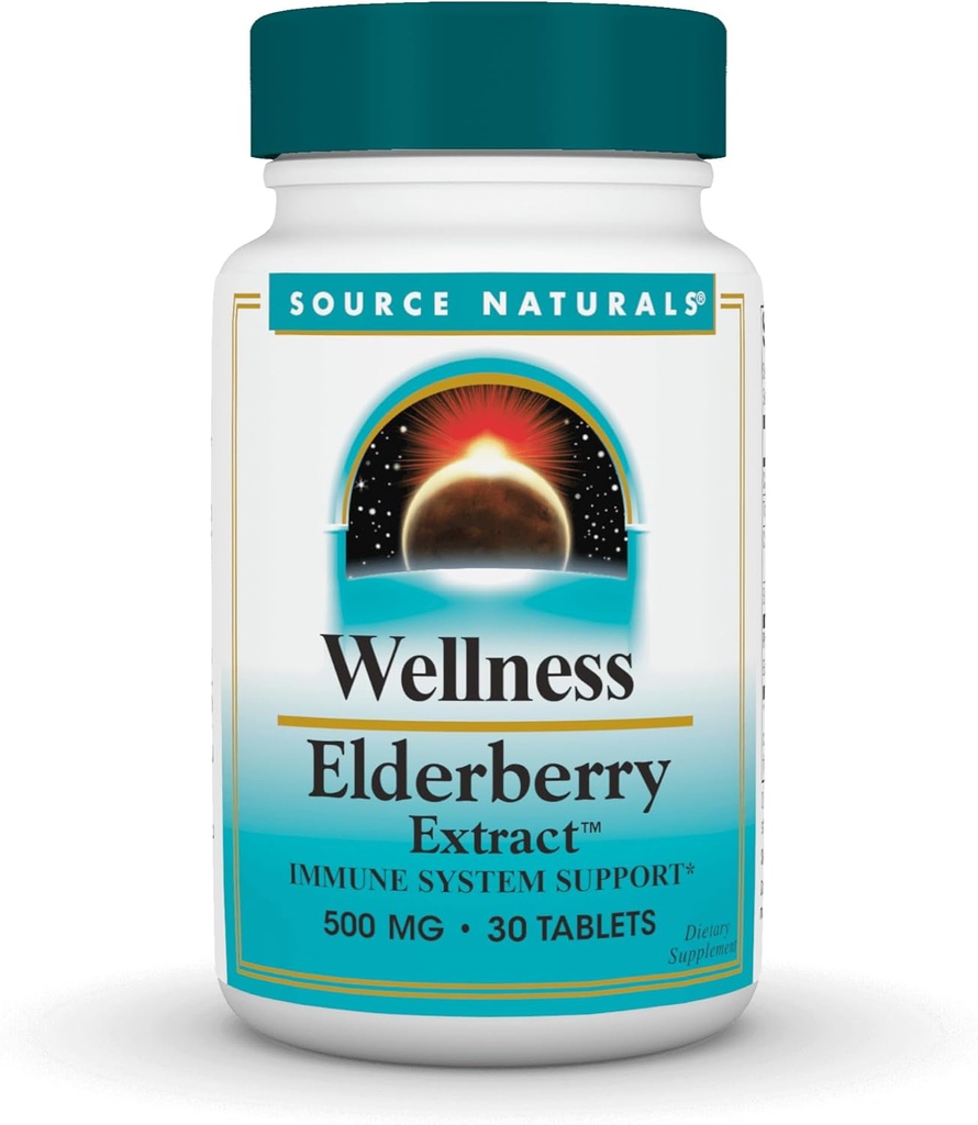 Vir Naturals Wellness Elderberry Extract, 500 mg za podporo imunskega sistema* - 30 tablet