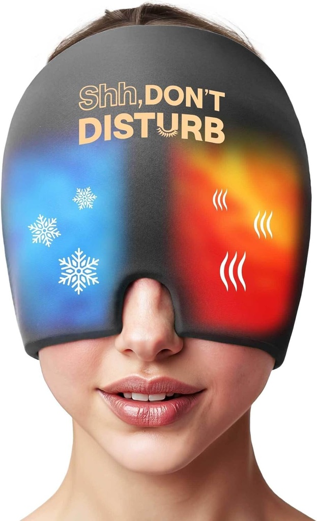 Migrena Relief Cold Cap – Repable Gel Ice Pack glavo Ovoj za glavobole, Puffy oči, Sinus tlaka, Maček – 360° Kompresija Migrena klobuk za ženske in moške – Cooling Cap for Tension & Stress Relief