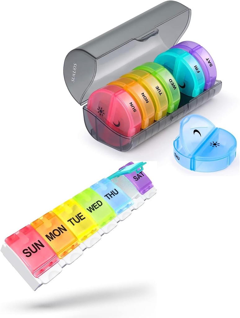 2 Packly tablete Organizator, Sukuos Dnevne tablete Box 7 dan tablete Primeri za vitamine, ribje olje ali dodatki, BPA brezplačno