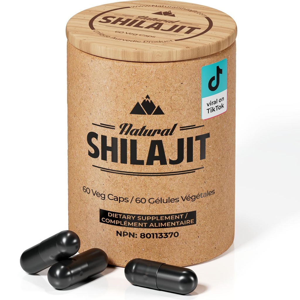 NARAVNE SHILAJIT kapsule (2 meseca dobave) - 60 Count - Shilajit za moške in ženske s fulvično kislino in sledljivimi minerali, rastlinskimi hranili za energijo, imuno podporo in vitalnostjo