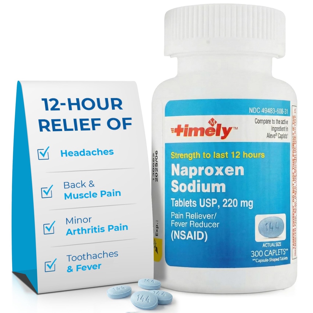 Time-CAP LABS, INC. Pravočasno Naproksen Natrij 220mg - NSAID bolečina Reliever za glavobol, zobne bolečine, manjši artritis bolečine olajšava, backache, vročina - Traja 12 ur - 300 Število