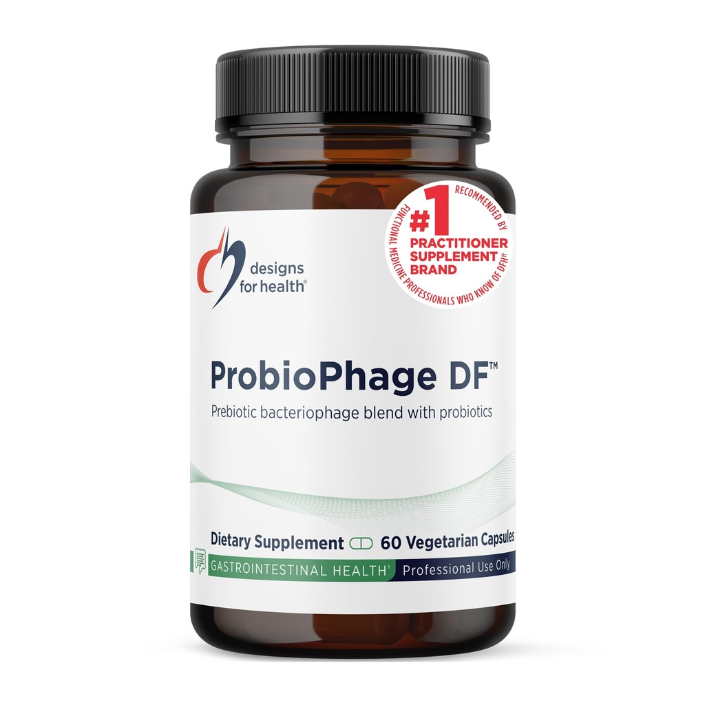 Designs for Health Probiophage DF - Bacteriophage Prebiotic + Probiotic Supplement - Probiotics for Digestion + Immune Support - Dairy Free Pre and Pro Biotics in Delayed Release Capsules (60 Count)