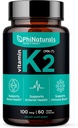 PhiNaturals Vitamin K2 Mk7 100 μg Vegan 60 Kapsule Zdravje kosti srca Srčnožilne arterije - VIT k-2 MK-7 100mcg Dopolnilo iz Natto
