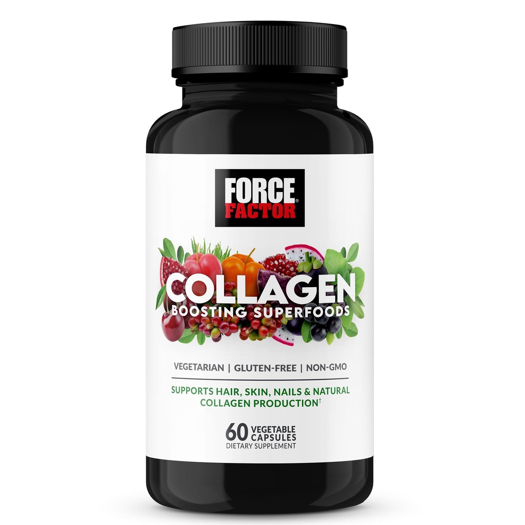 Sila faktor kolagen povečanje superživila, Vegan Collagen Booster s hialuronsko kislino, Biotin, Bamboo, Aminokisline in vitamini za lase, kožo in nohte, Okrepitev in kožo dodatek, 60 kapsul