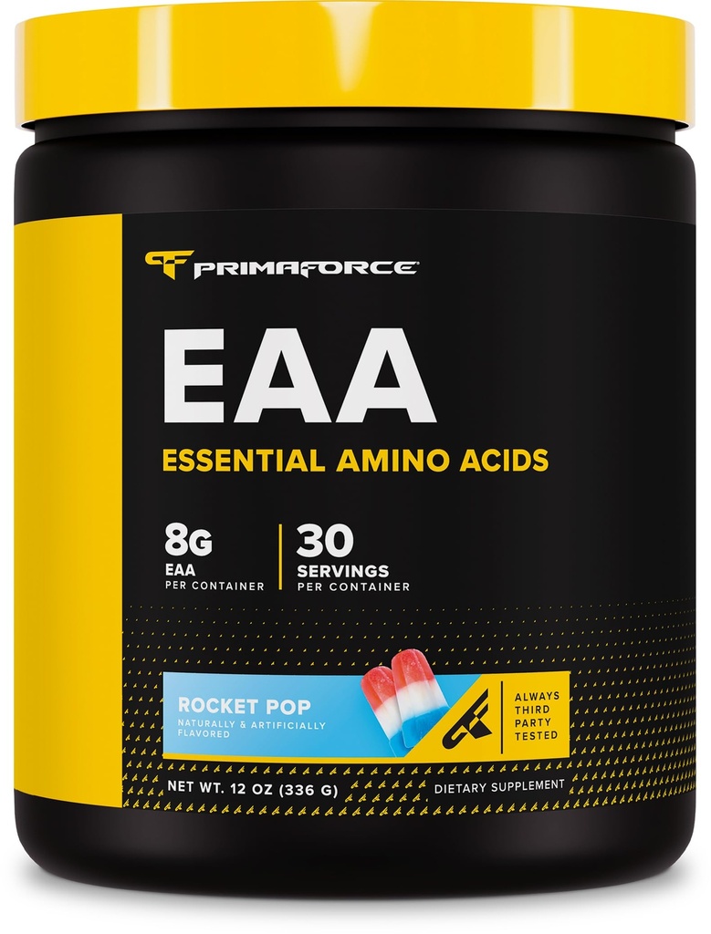 Primaforce EAA prašek (30 strežnikov, Rocket Pop Flavor) - Esencialne aminokisline za pred/intra vadbo in regeneracijo - brez glutena in brez glutena