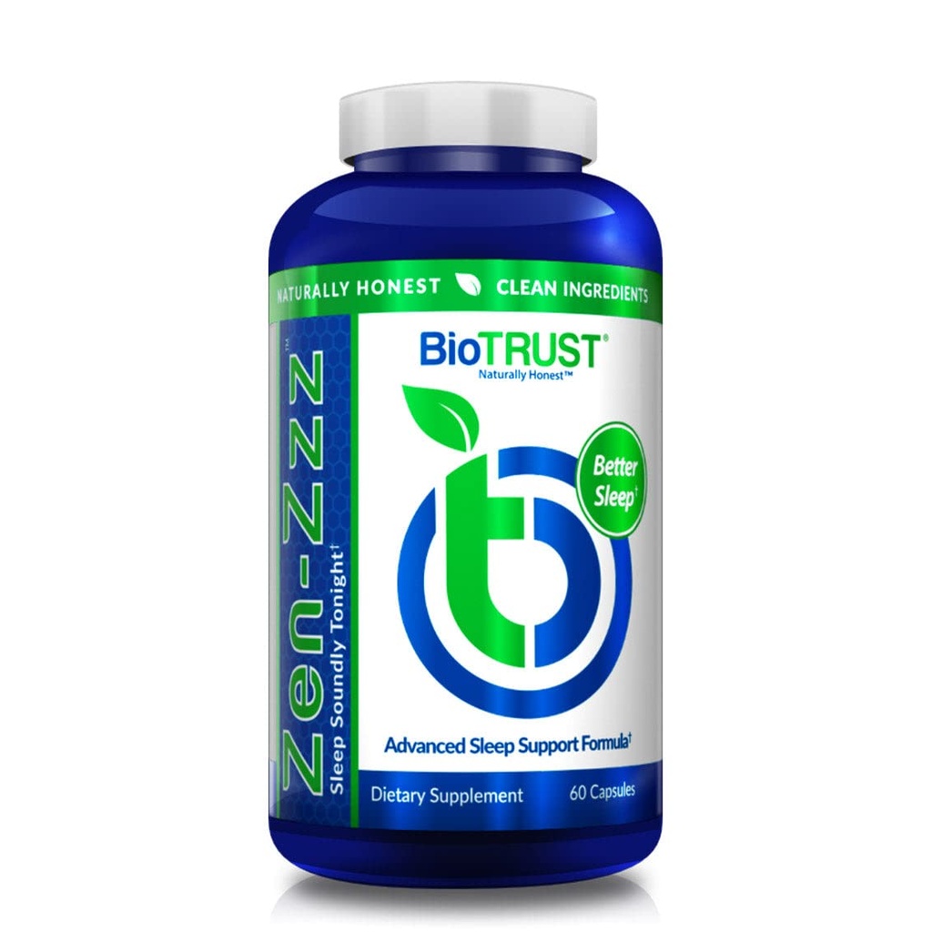 BioTRUST Zen-Zzz, nenavadna podpora za spanje – Melatonin, L-teanin, glicin, magnezij, limonin balzam, pasijon, kamilica – 60 kapsul