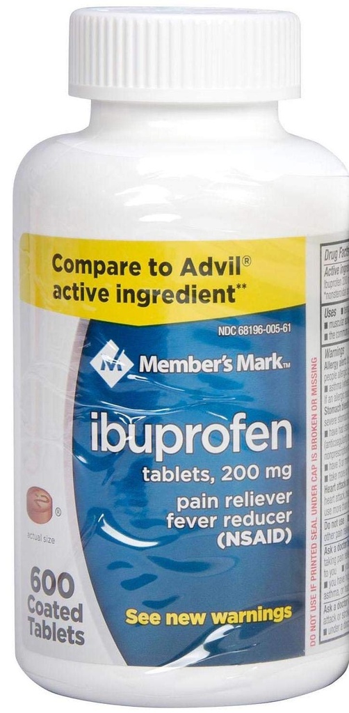 Člani Mark Ibuprofen Obložene tablete 200 mg bolečina Reliever vročina reduktor, 1 steklenica, 600 tablet