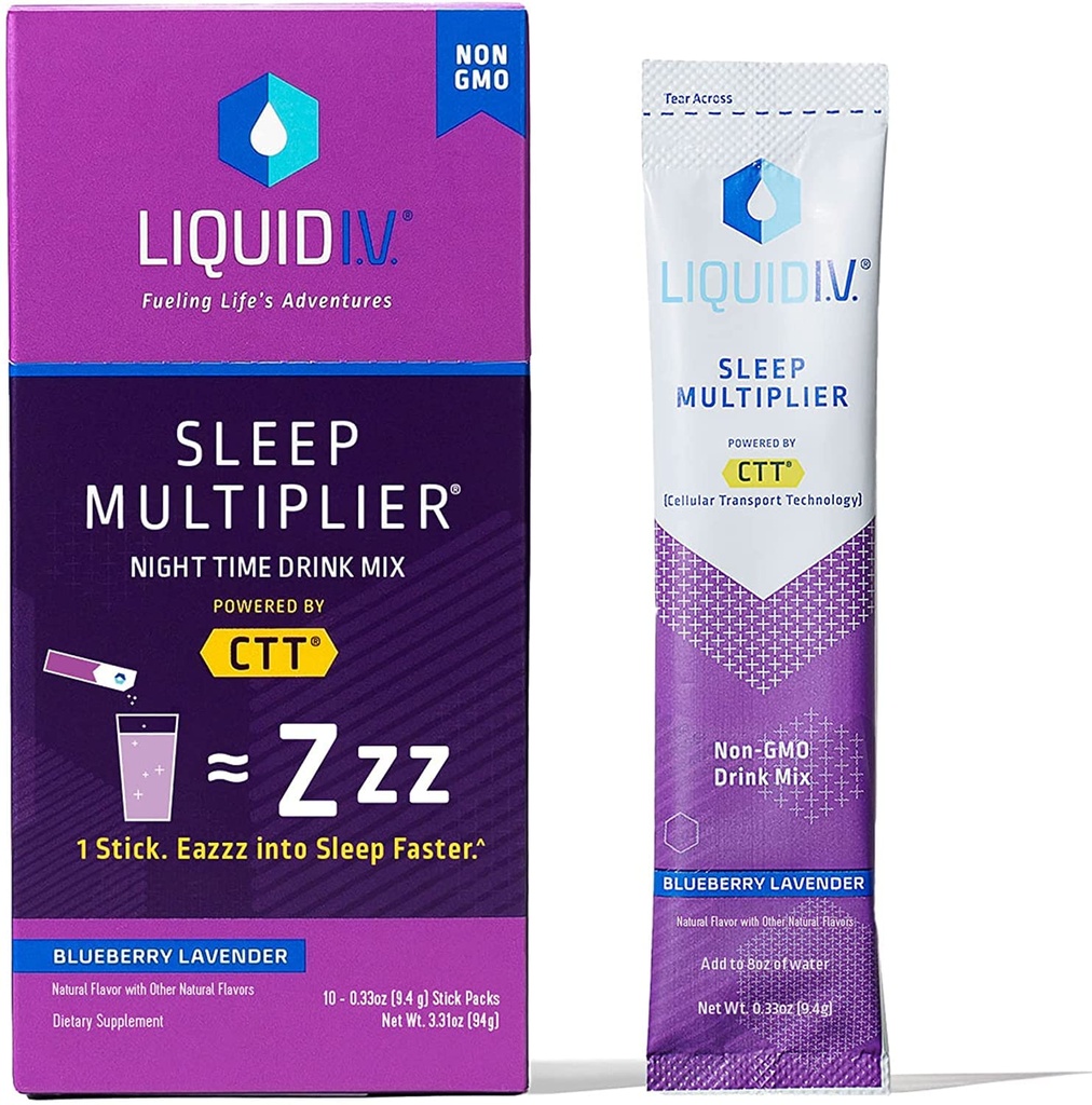 Tekoča I.V.® Hidracija Multiplier® +Sleep - borovničeva sivka - Elektrolit v prahu pijača Mix Packets 