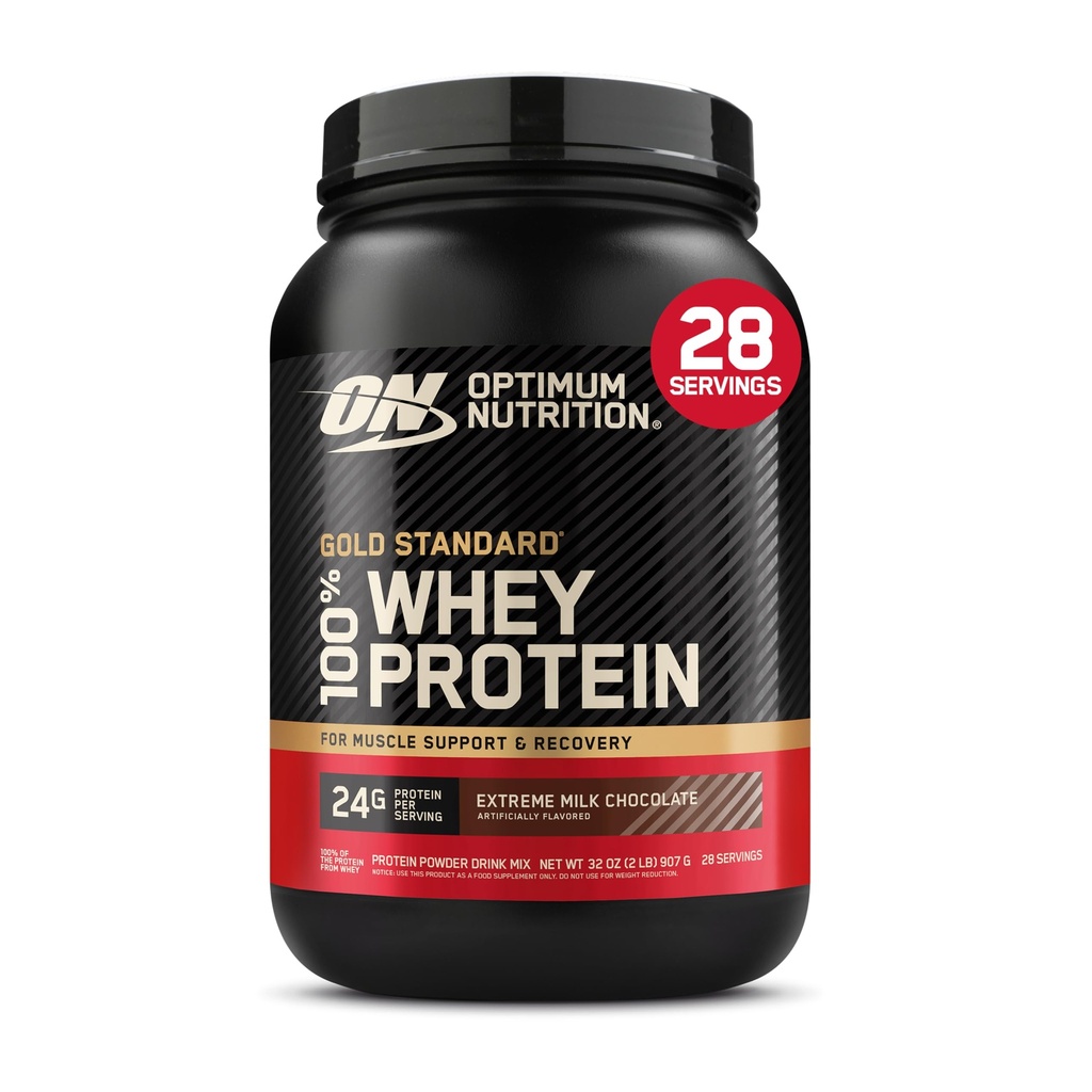 Optimum Nutrition Gold Standard 100% Whey Protein Powder, Ekstremna mlečna čokolada, 2 funta (Pack of 1) (Packaging May Vary)