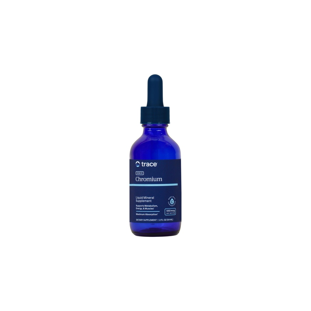 Trace Minerals Ionic Chromium 550 μg - Prehranska dopolnila za podporo energetiko in rast mišic - Tekoča kapljica dodatek z magnezijem, krom, klorid & več - 2 fl oz (O 48 Servings)