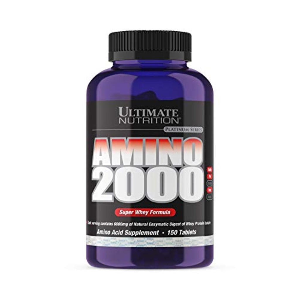 Ultimate Nutrition Amino 2000 tablete, Super Whey Formula, dodatki aminokislin z L- levcinom, L-izolevcinom in L-valin, 2000mg, 150 tablet