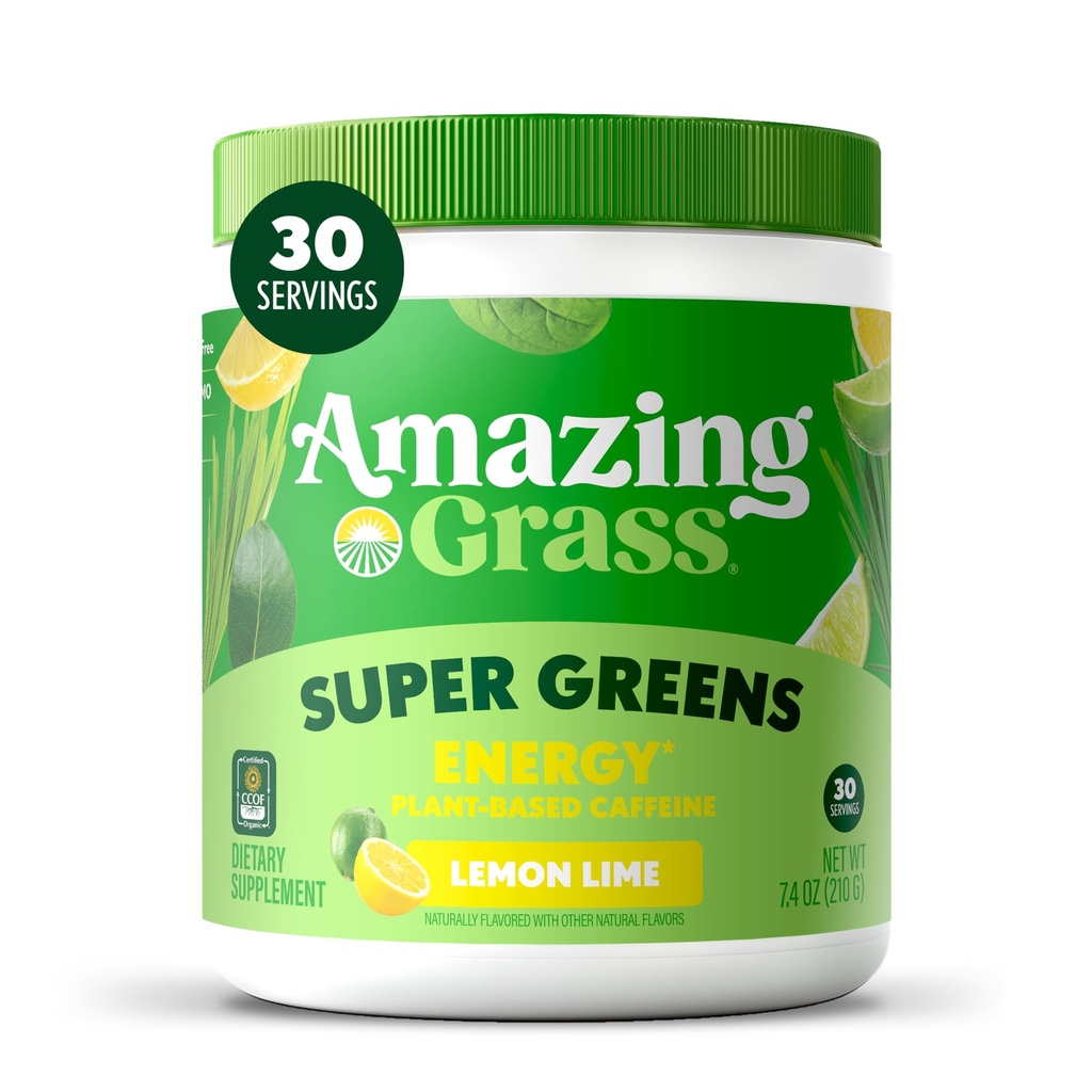 Neverjetna travna zelena mešanica Energija: Smoothie Mix, Super Greens Powder & Rastlinski Kofein z Matcha Green Tea & Beet Root Powder, limona limete, 30 Serving (Packageing May Vary)
