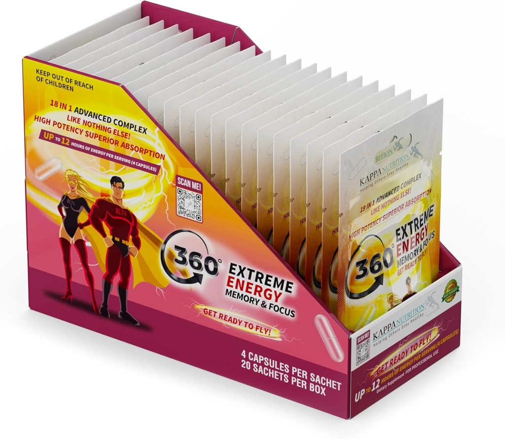 360 Ekstremna energija, spomin in fokus (1 prikaz 20 vrečk (4 kapsule ea)