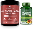 Večkolagenski proteini v prahu, hidrolizirani (tip I III V X) + celi prehranski multivitamin za moške - naravni multi vitamini, minerali, organski ekstrakti